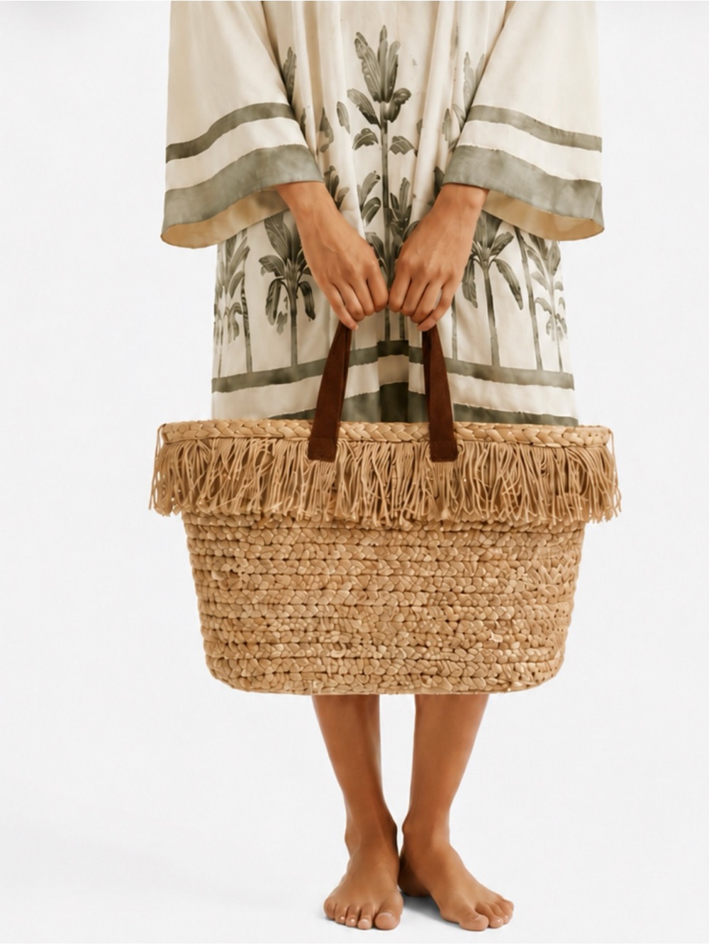 Rare ~ Ballard Designs Porto Jute  Fringe Tote